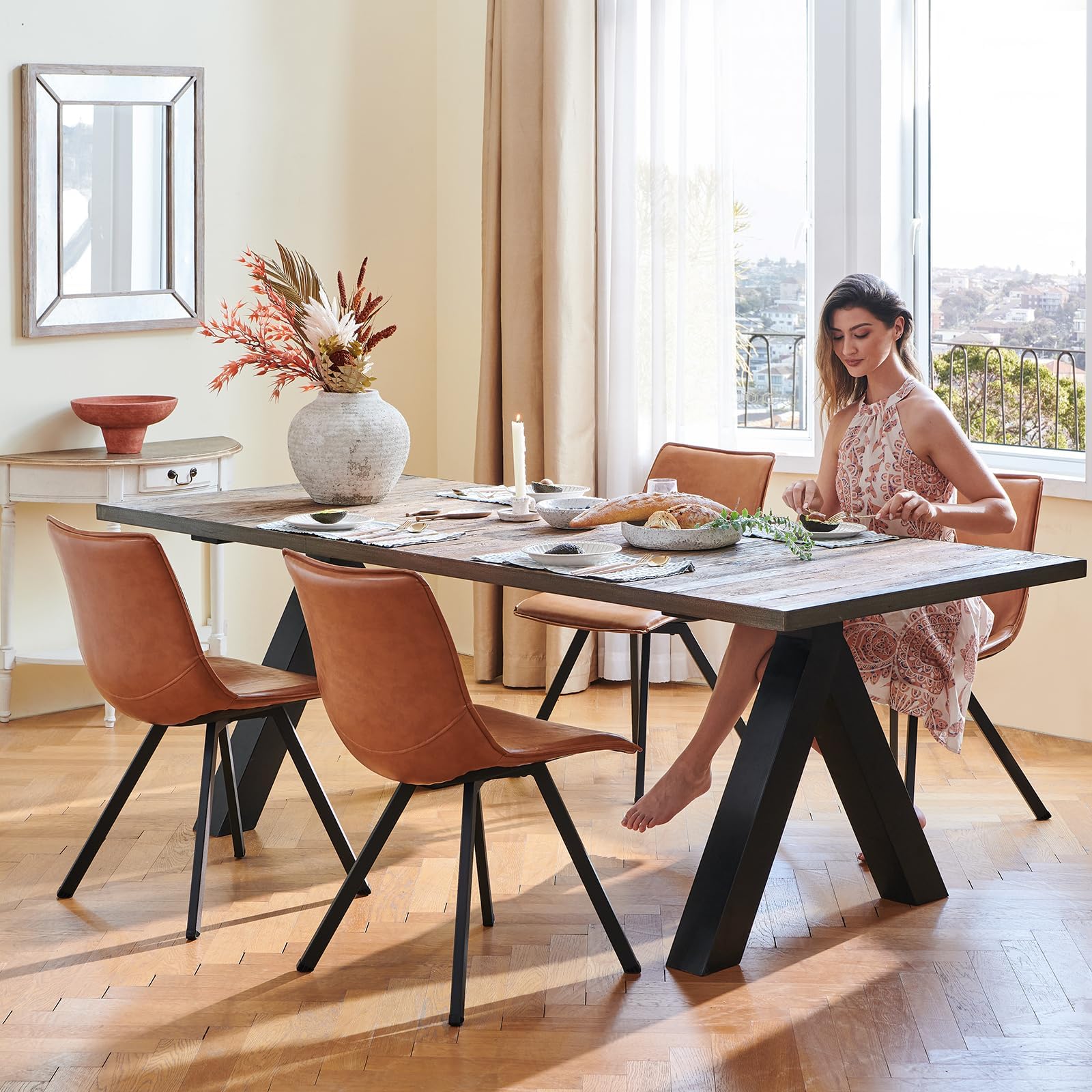 Yaheetech Dining Chairs Set of 2 Upholstered Modern Dining Room Chairs Mid Century