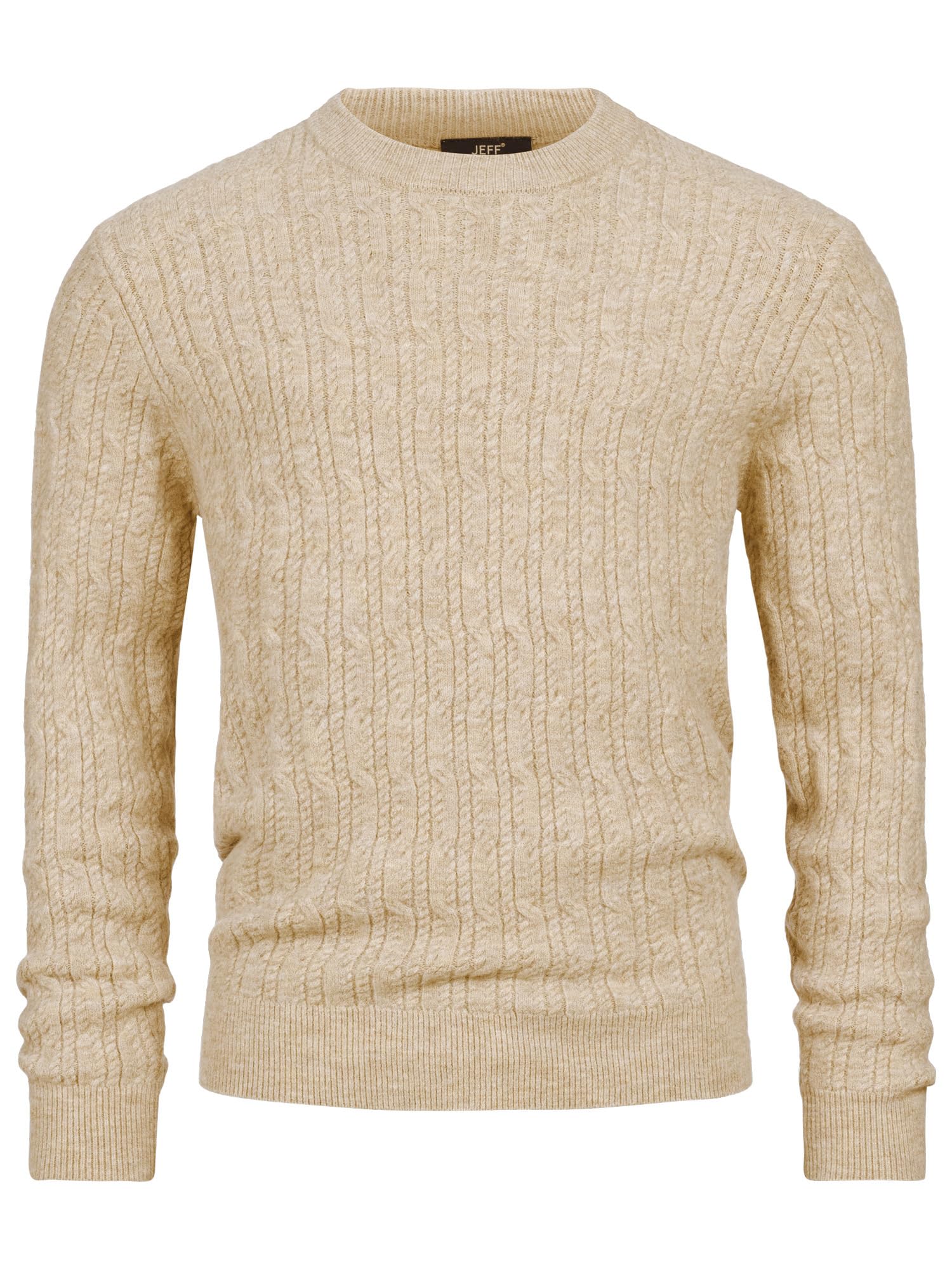 JEFF JFMicah - Jersey de punto clásico para hombre con cuello redondo y cuello redondo, jersey de punto fino para hombre