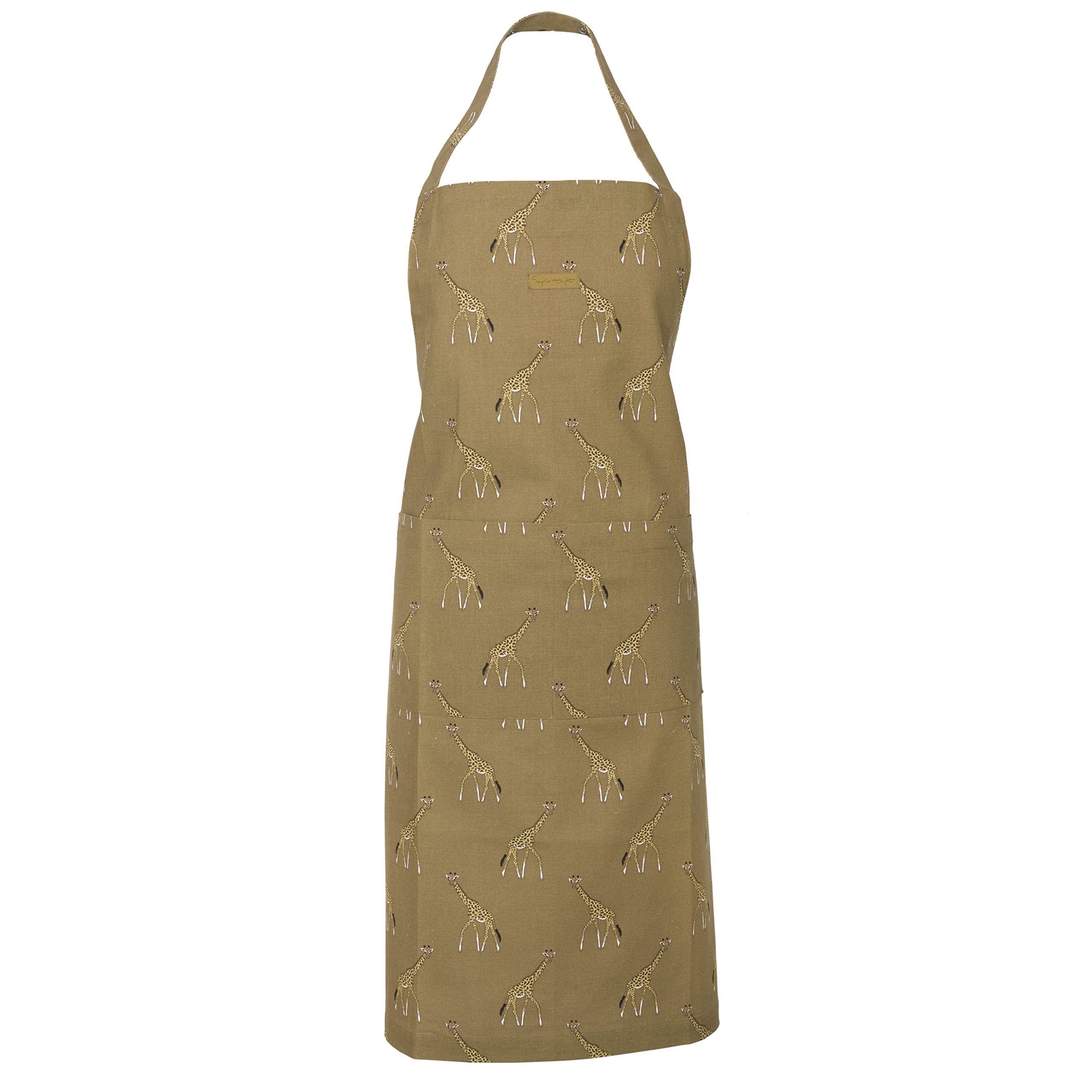 Sophie Allport Unisex Yellow - Giraffe Adult Kitchen Apron, 100% Cotton, Adjustable Neck Strap And Front Pocket