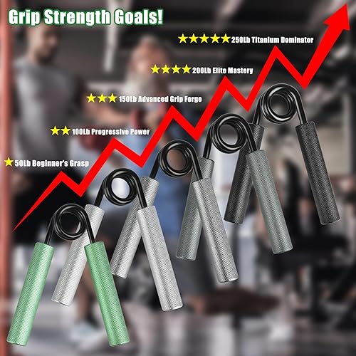 Miniatura 5 de CRAZYBELLY Paquete de 5 fortalecedores de agarre de mano para entrenamiento de fuerza 50100150200250 libras para fortalecer el ejercitador de agarre