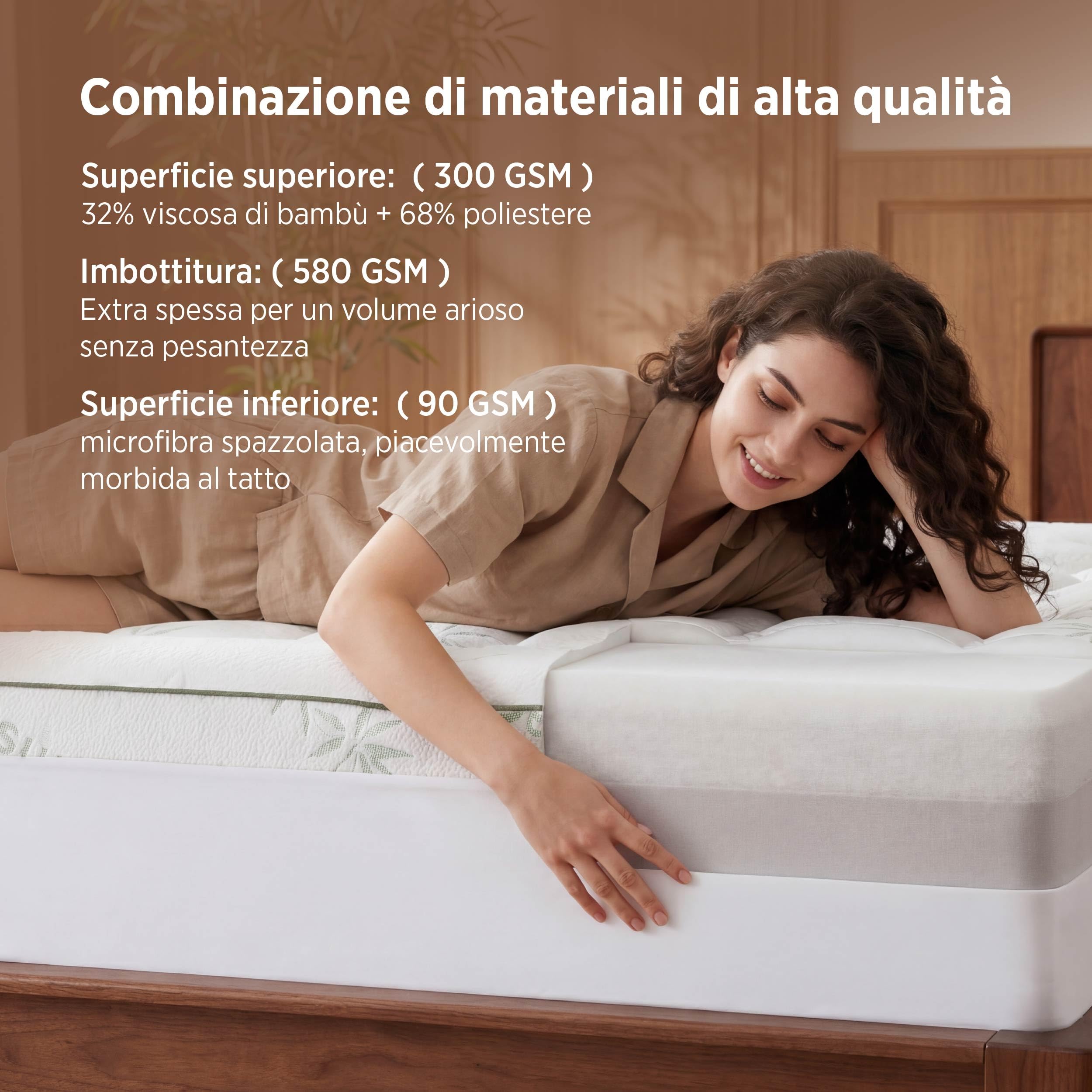 BEDSURE Materasso aggiuntivo in bambù 160x200 - Imbottitura di 40 cm di spessore, rinfrescante, traspirante, antiallergico, allevia il mal di schiena