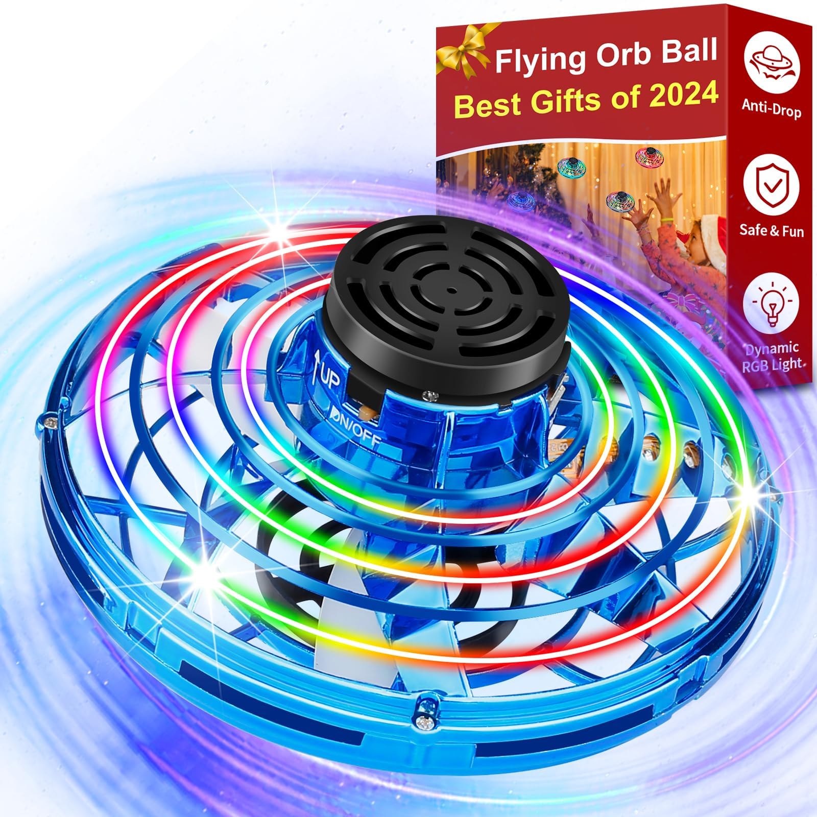 Vantexi Flying Fidget Spinner,2025 Upgraded Flying Spinner Mini Hand Drone with 360 ยฐ Rotating and LED Lights Outdoor Indoor Toy,Mini UFO Toy Drone for Boys Girls Adults (Blue)