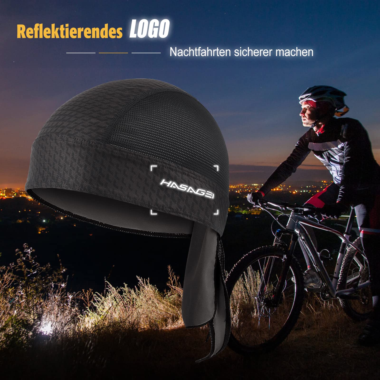 HASAGEI Bandana Cap da uomo e donna, bandana da motociclista, berretto da ciclismo sotto l'elasticità, traspirante e traspirante per il sudore Quick Dry Sports, copricapo estivo