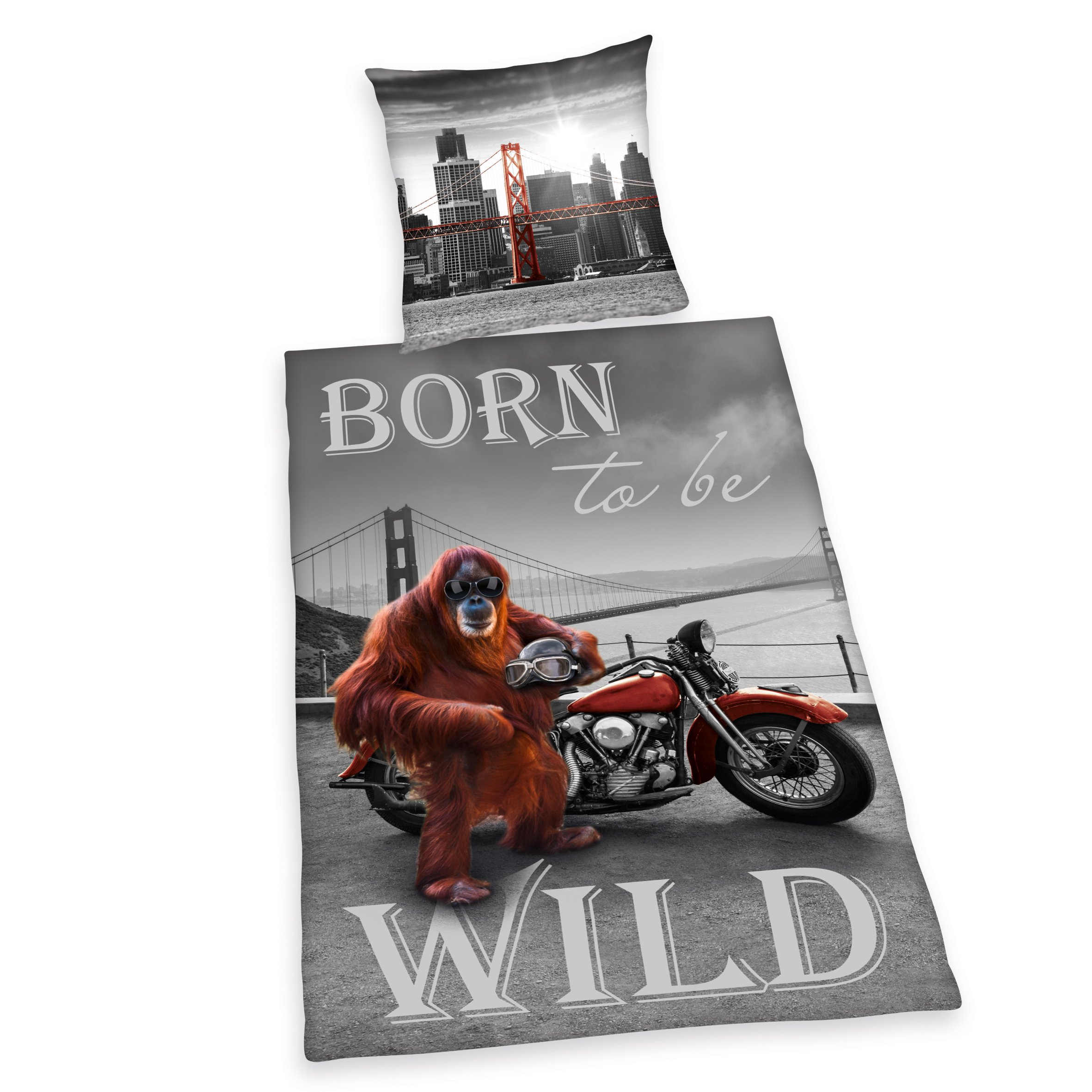 Born to be Wild Bed Linen, Cotton, Multi-Colour, 200 x 135 x 0.2 cm
