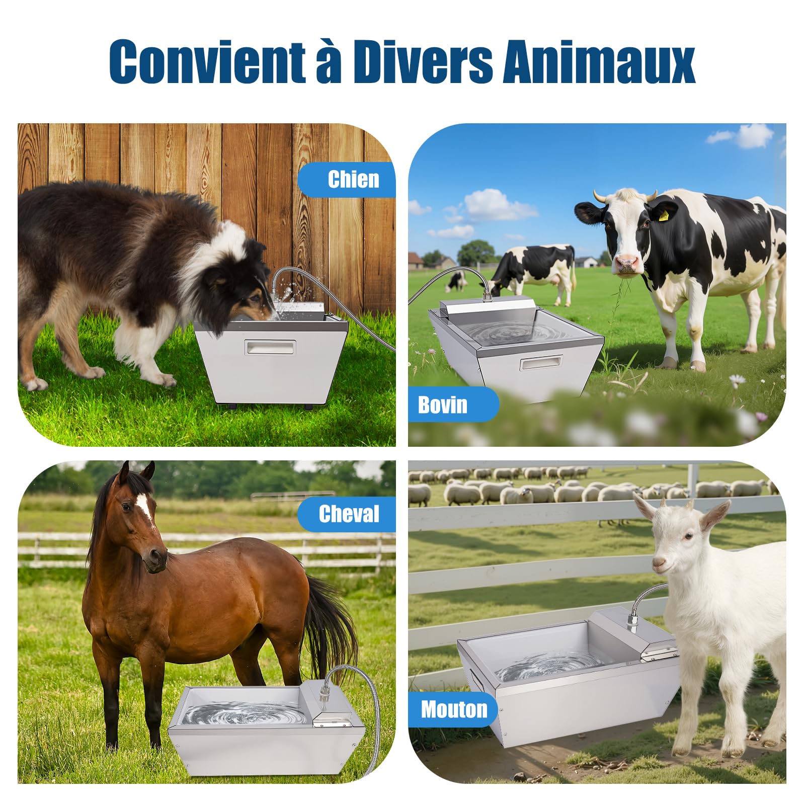 Trough d'eau Automatique De BéTail,Trough d'eau Automatique De Cheval De 13 litres avec Boule Flottante,Distributeur d'eau Automatique pour Chien en Plein Air,Inoxydable Auto-Remplissage PourChien