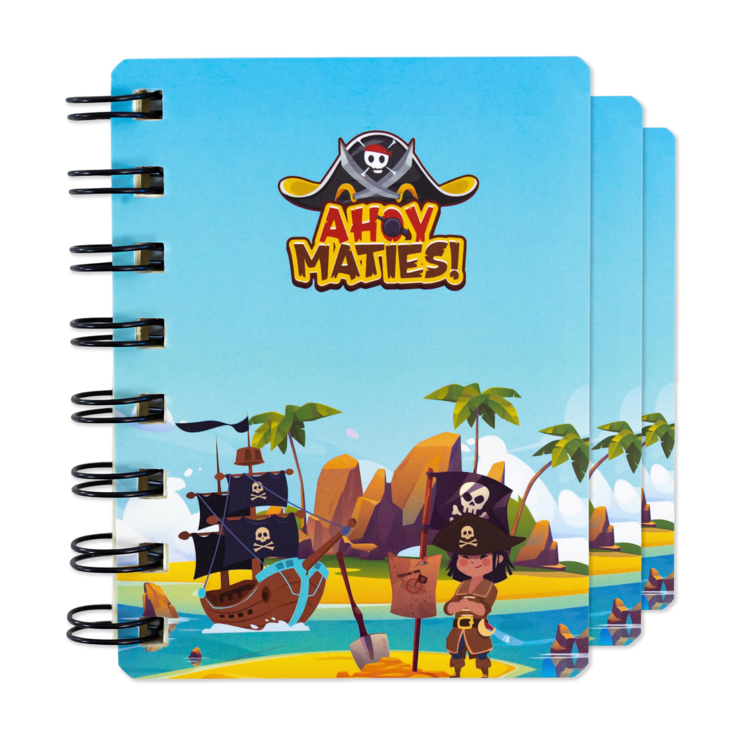 Toyseum 12 x Mini Pirate Notebooks for Kids Party Bags Small A7 Pocket Size Notebook