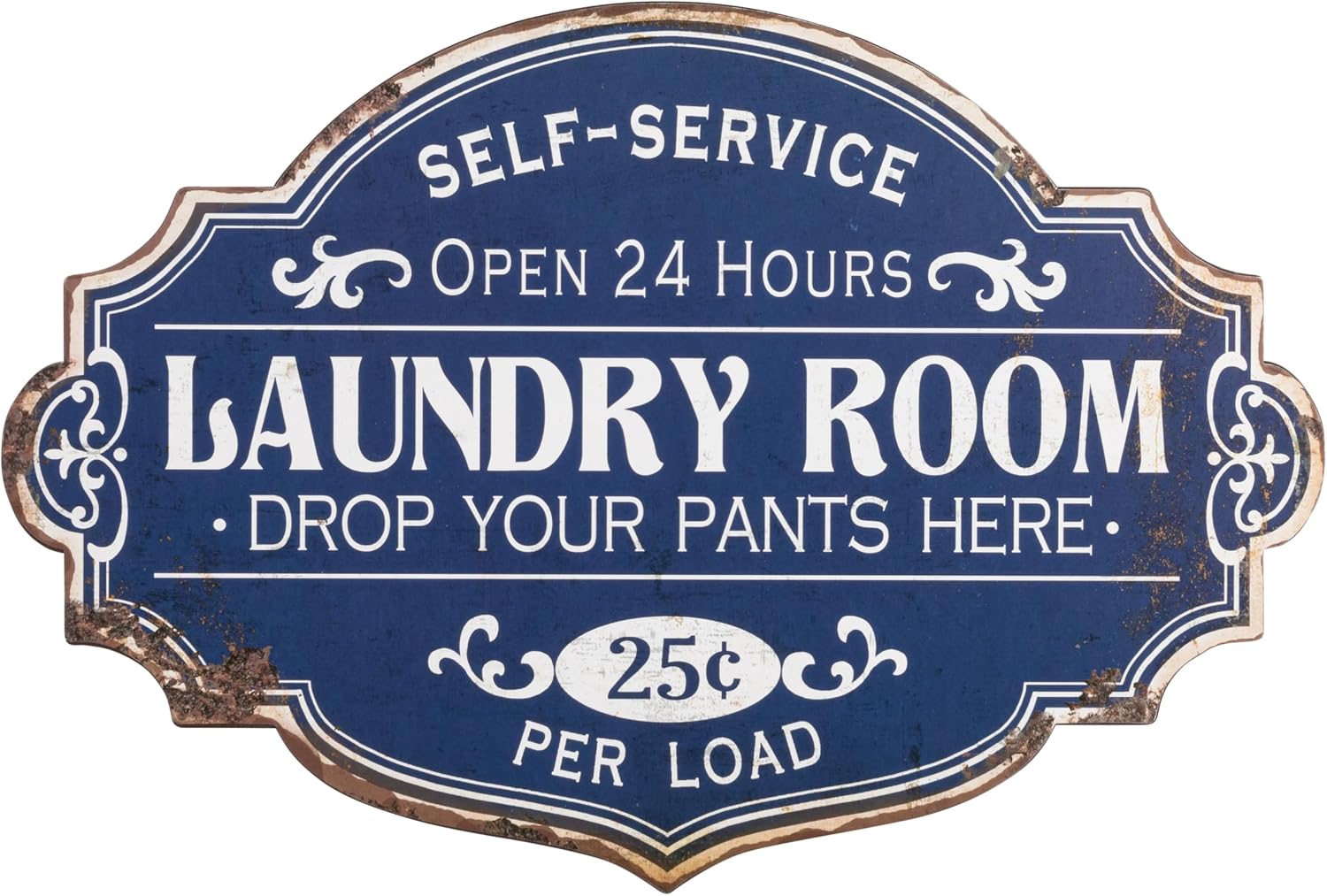 Creative Co-Op Vintage Metal Laundry Room Wall Sign with Distressed Finish