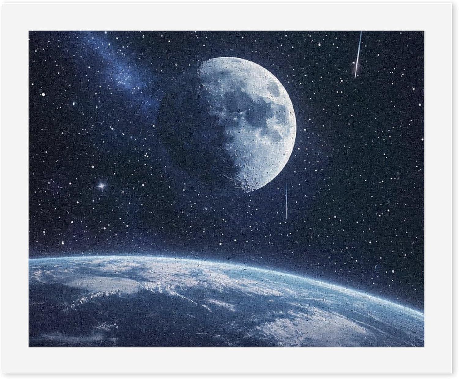 Galaxy Meteor Moon Earth Paint by Numbers for Adults DIY Oil Painting Kit Digital Paintings on Cotton Abstract Artwork 22x18 Inch