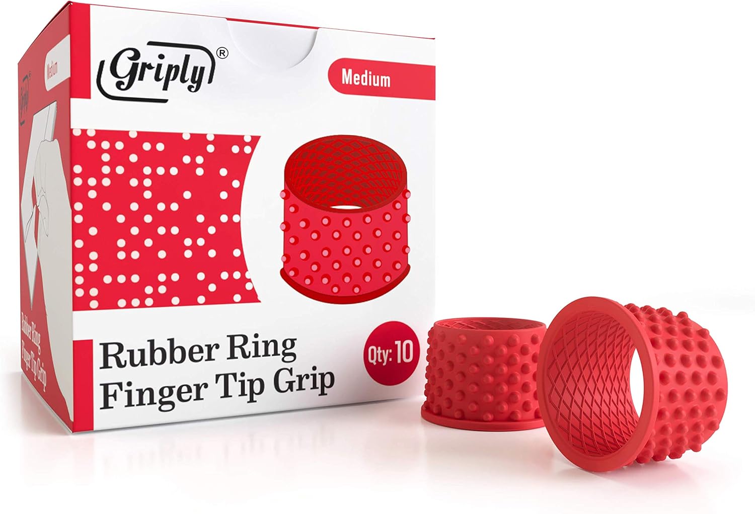 Griply Rubber Finger Tips | Hand Grips | Rubber Tip Finger Protector | Finger Pads (Medium)