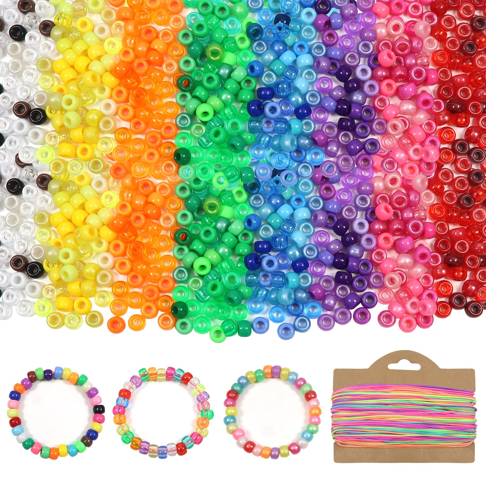 Grandes perles poney blanches pour cheveux, Perles dreadock, Perles d'effroi, Perles tressées, Perles blanches à grand trou, Perles artisanales pour enfants, Perles en gros - France