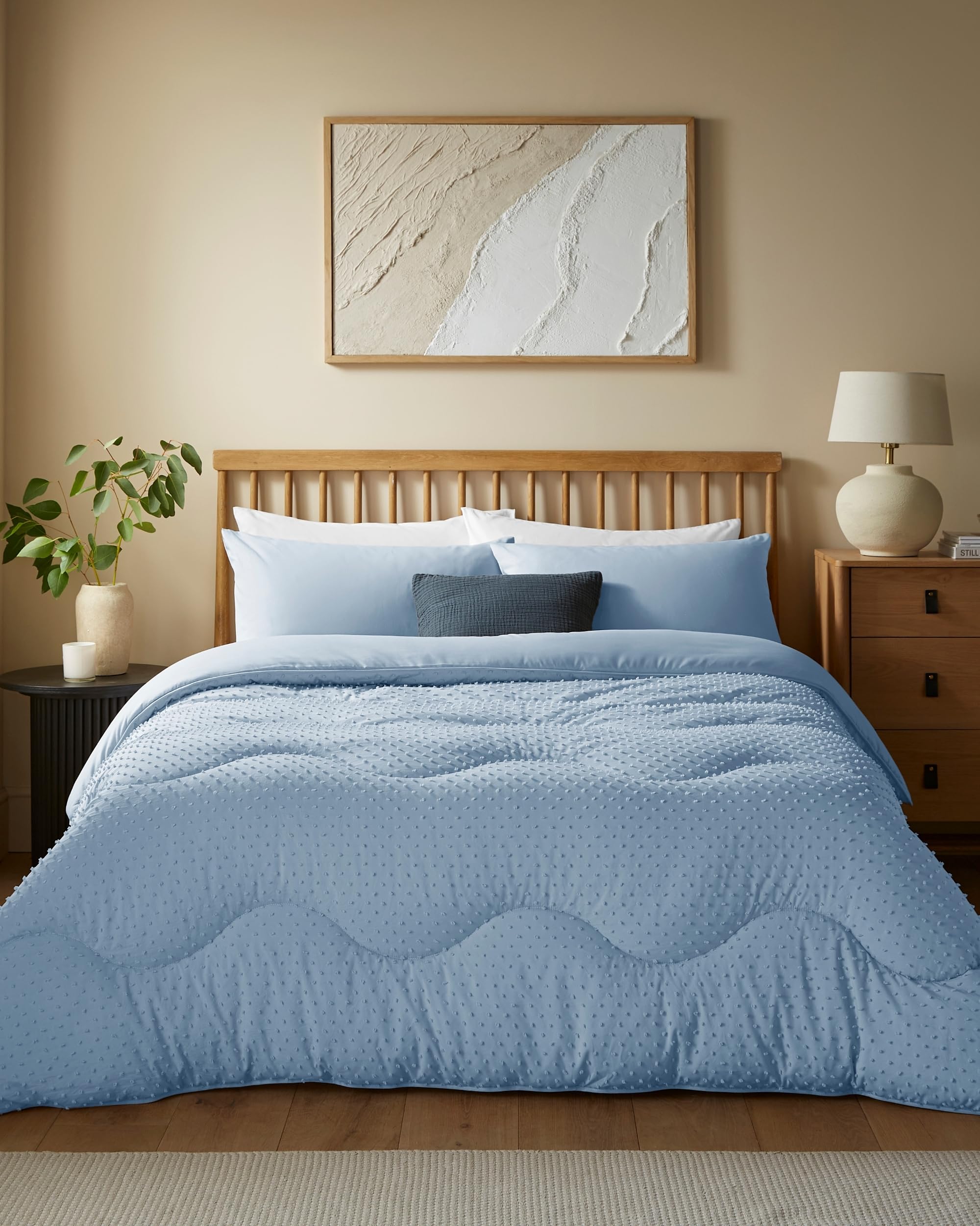 Night Lark Coverless Duvet and Pillowcase Set, Tufted Dots Collection – Coverless Duvet Single 4.5 Tog with Advanced Smartfil® Fibre, Machine Washable, Hypoallergenic – Dusk Blue, Single Bed Size — image 1