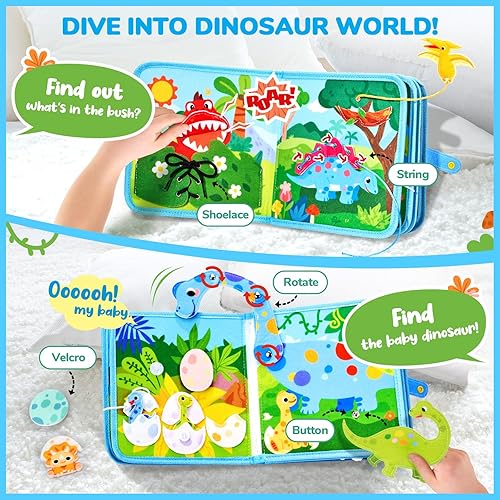 Miniatura 2 de JoyCat Libro de dinosaurios para niños pequeños, tablero de actividades para niños de 2, 3, 4 y 5 años, juguete de viaje, libro de actividades