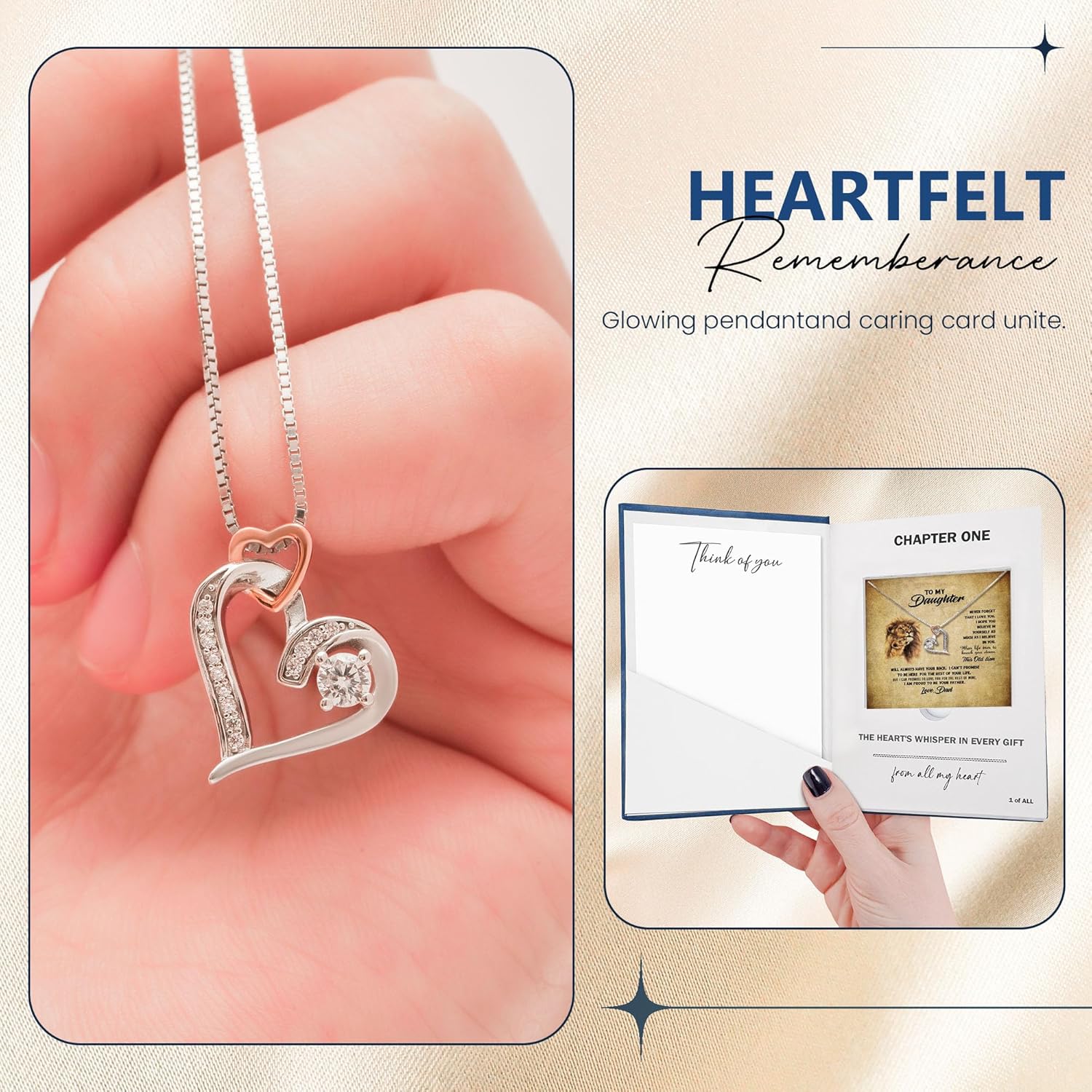 Forever Love Necklace for Daughters - 925 Sterling Silver with Cubic Zirconia, Birthday, Graduation, Christmas Gifts for Daughter from Dad, Adjustable 18-22" Chain - - Image 3