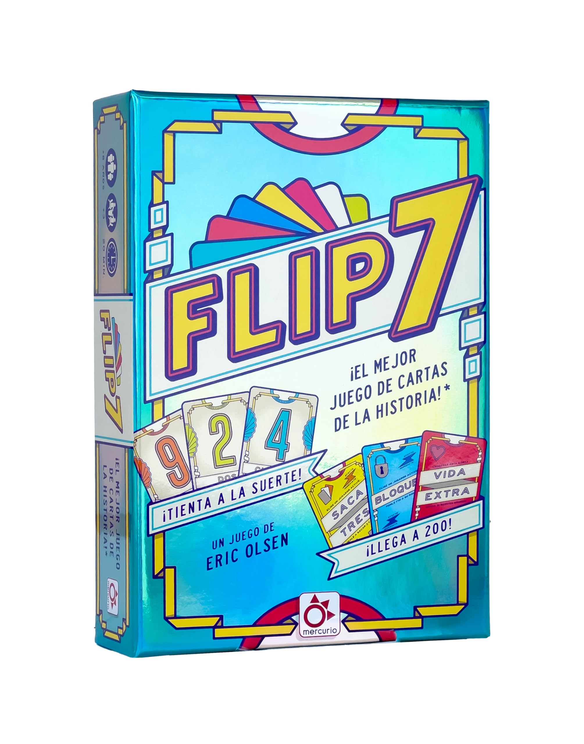 Mercurio - Flip 7 | Juego de Cartas Estratégico y Divertido | Reta tu Suerte y Tu Astucia | para Adultos y Niños +8 Años | Ideal para Fiestas, Familia y Amigos | 20 Minutos de Diversión