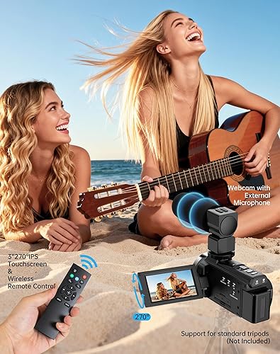 Miniatura 5 de Cámara de video 5K 48MP UHD WiFi Vlogging Cámara para YouTube, zoom óptico 10X 3.0 pulgadas, pantalla táctil IPS Cámara digital antivibración