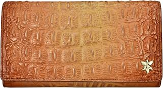 Anuschka Women’s Hand-Painted Genuine Leather RFID Blocking Three Fold Wallet - Croco Embossed Caramel Price In India