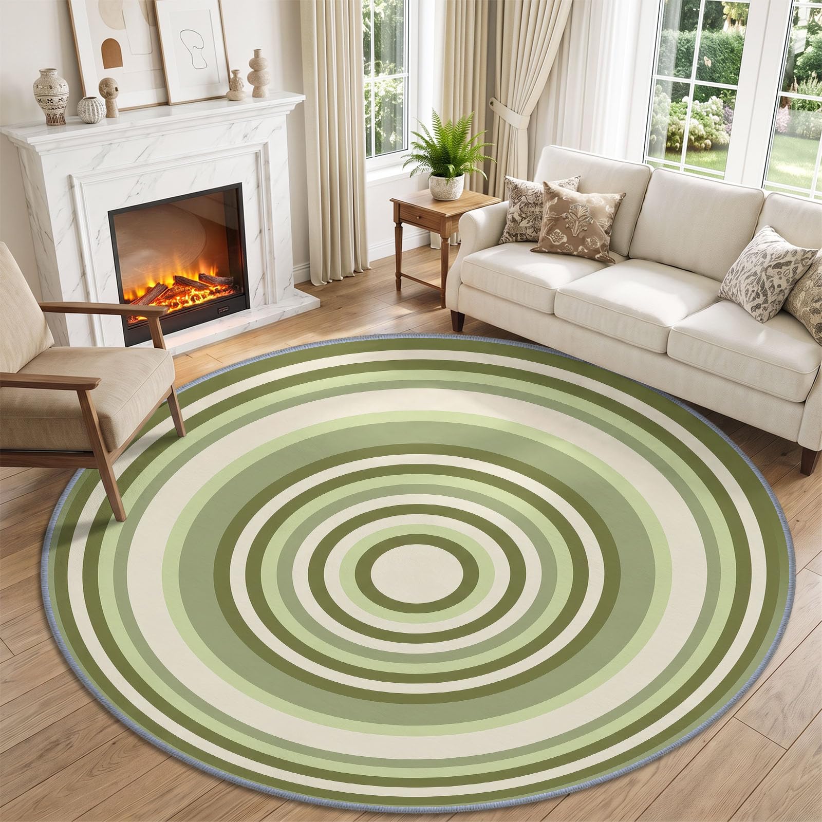 Mittelalterlich Geometrisch Teppich Rund Wohnzimmer rutschfest Kurzflor