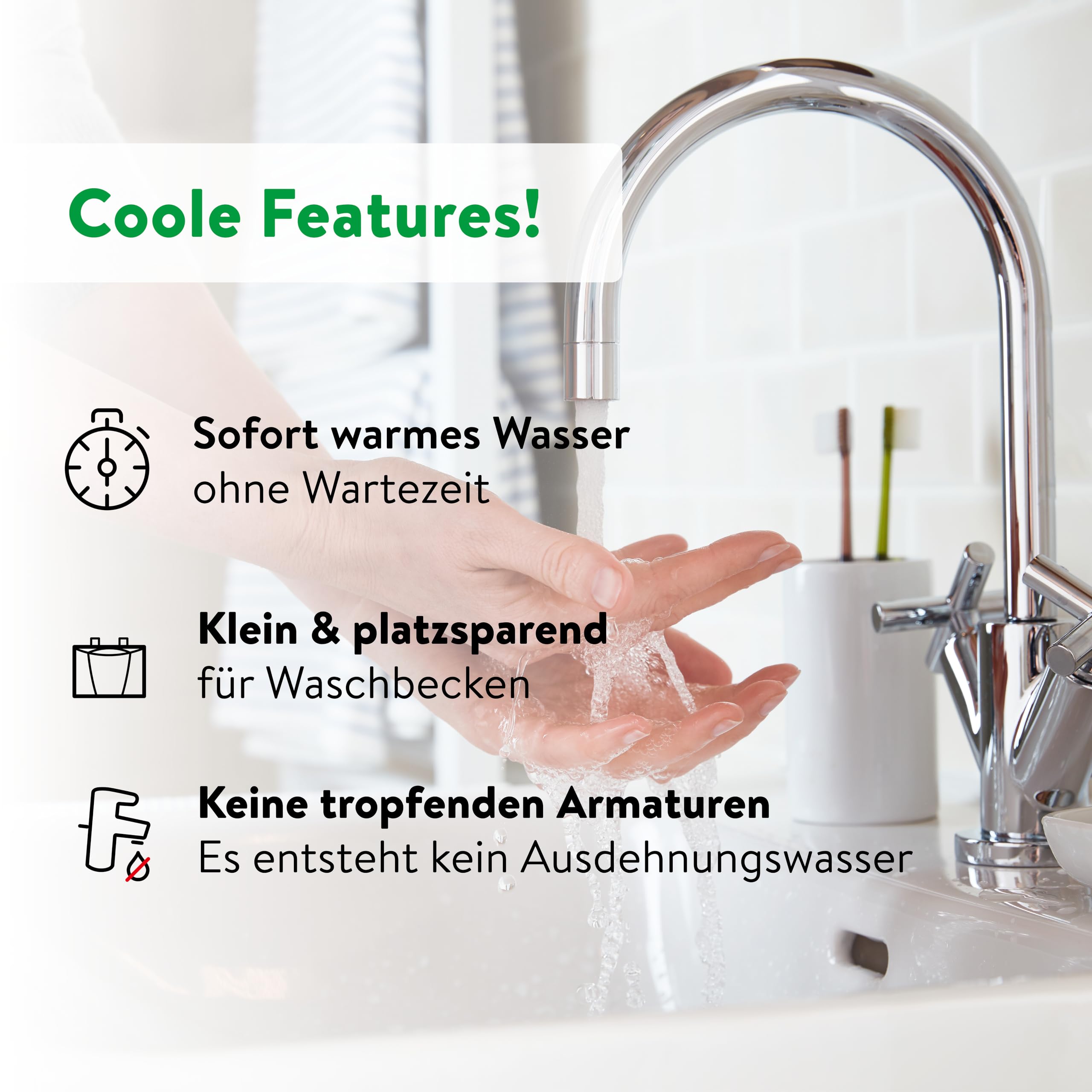 CLAGE MCX3 elektronischer Klein-Durchlauferhitzer fürs Handwaschbecken, energiesparend, 3,5 kW mit Stecker, druckfest + drucklos, VDE-GS geprüft, 1500-15003