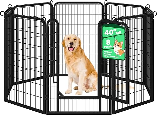 Miniatura 22 de Yaheetech - Corralito para perros, para uso en exteriores e interiores, valla de metal resistente para mascotas, corral para ejercicio, casas