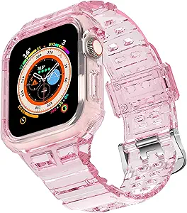CRIS-BAND Bumper Bands Compatible with Apple Watch Band 45mm 44mm 42mm 41mm 40mm 38mm for Women Men, Water Shock-Proof Strap for iWatch Apple Watch Band with Case for Series 9 8 7 6 SE 5 4 3 2 1