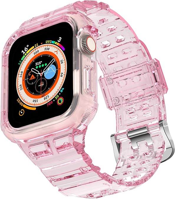 CRIS-BAND Bumper Bands Compatible with Apple Watch Band 45mm 44mm 42mm 41mm 40mm 38mm for Women Men, Water Shock-Proof Strap for iWatch Apple Watch Band with Case for Series 9 8 7 6 SE 5 4 3 2 1