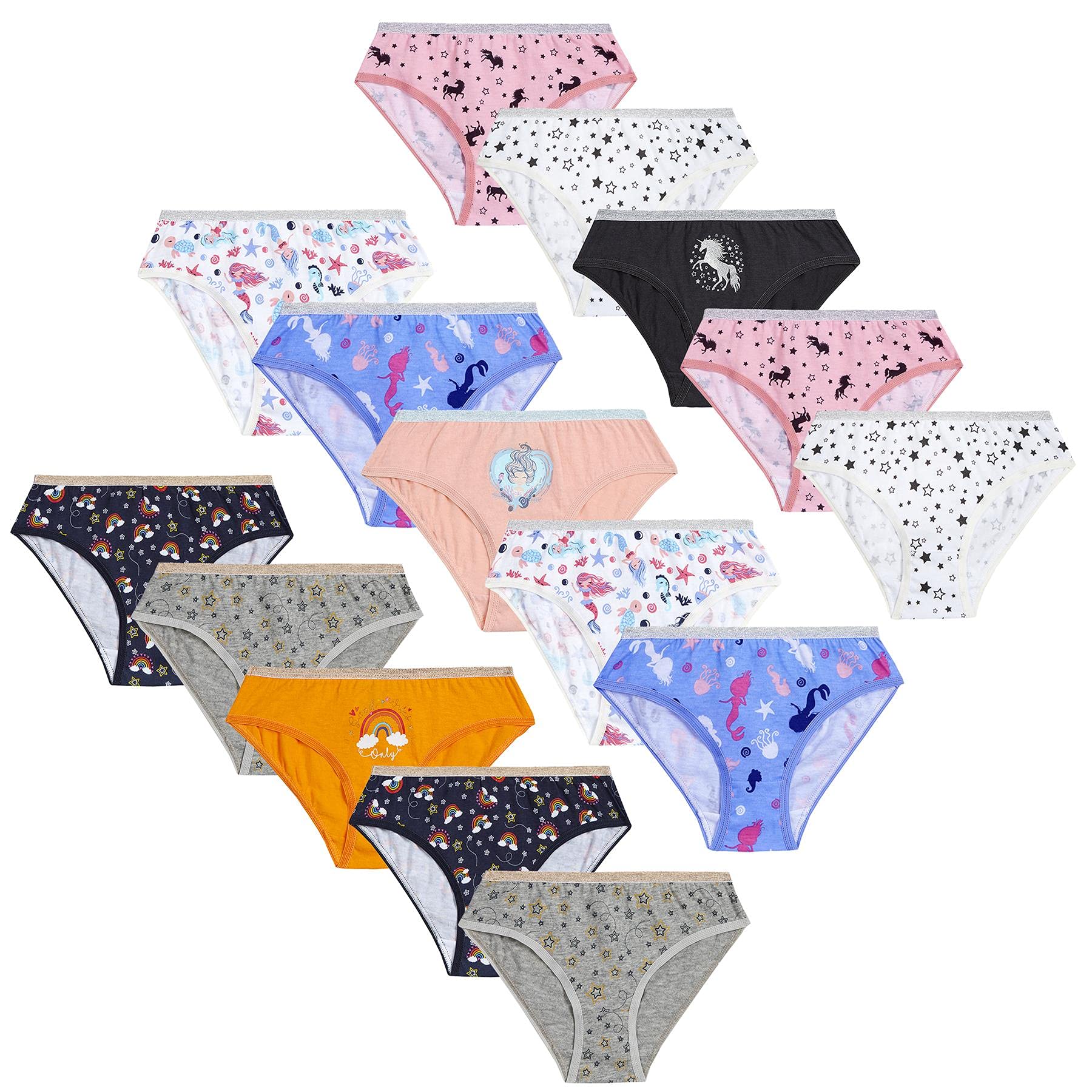 Style It Up Girls 15 Pairs - Multipack 15 Pairs Packs Briefs Printed 100% Cotton Short Trunks Kids Underwear Pants 13 Yrs