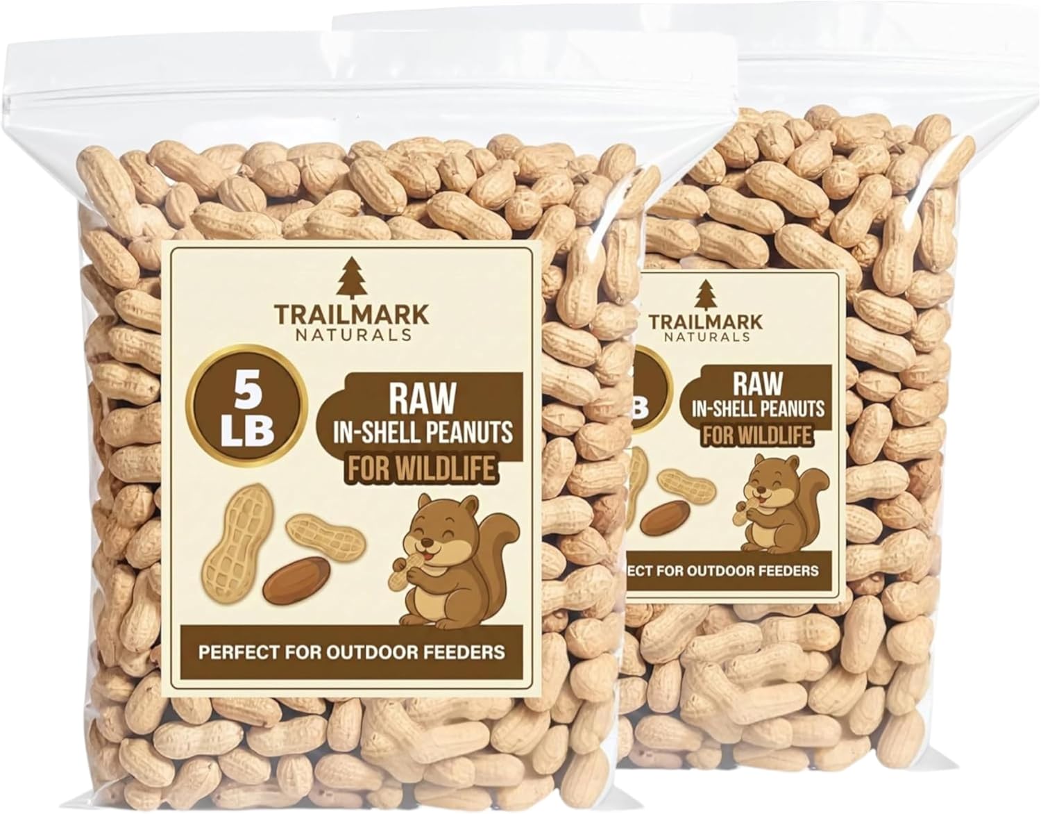 2 Pack of 5 Lb Bags (10 Pounds Total) - Raw Peanuts for Squirrels, Raw in Shell Peanuts for Birds and Wildlife- Squirrel Food, Wild Bird Seed - Grown in The USA