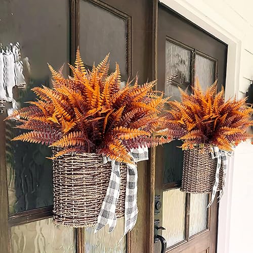 Miniatura 3 de 20 plantas artificiales de helecho Boston para exteriores, flores artificiales de otoño, resistentes a los rayos UV, arbustos de helecho de otoño