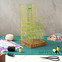 Vista 6 de Pinkunn 1 organizador de madera para regla de acolchado, estante de regla de 12 ranuras para acolchar y coser, ideal para almacenamiento de Marrón