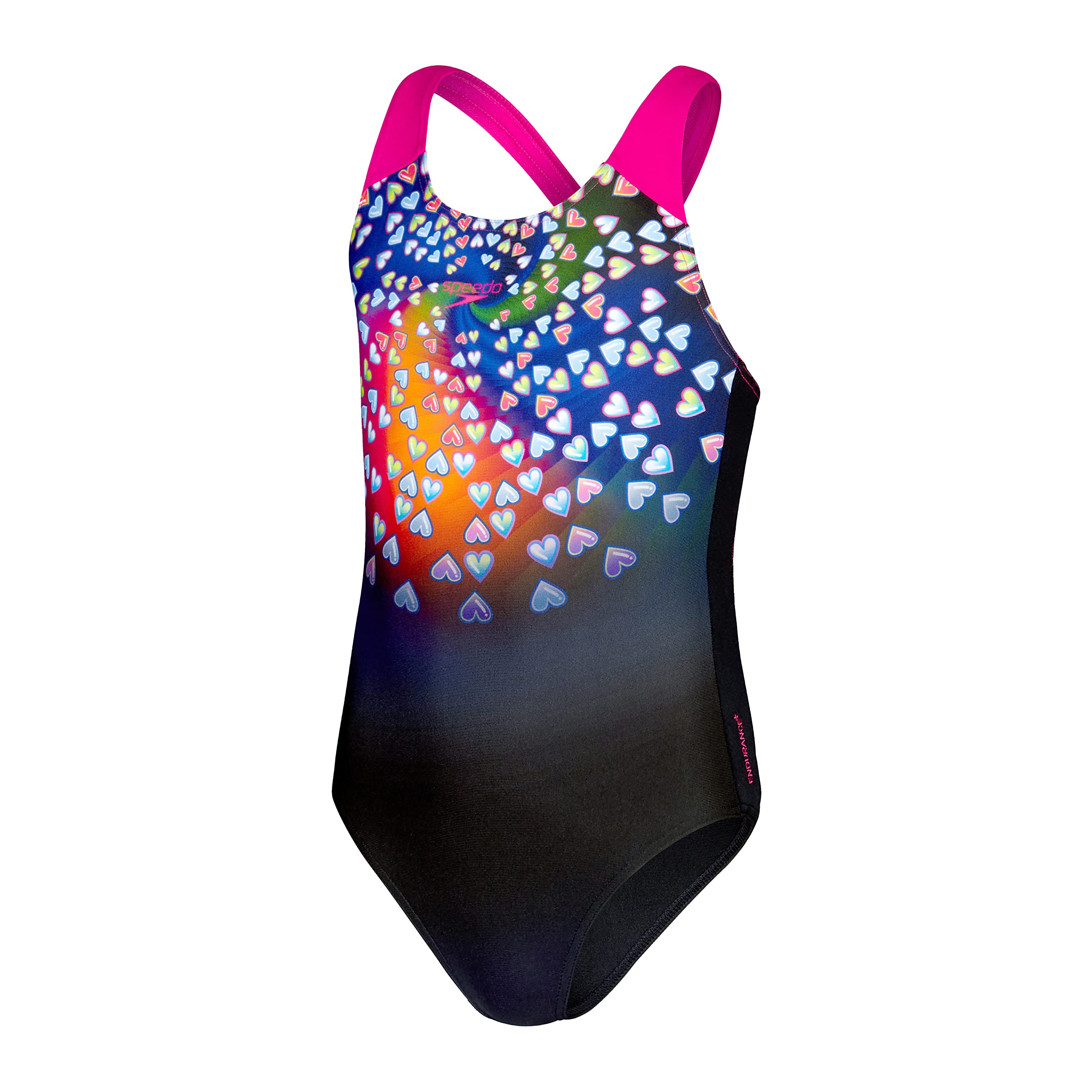 Speedo Costume da bagno/costume da bagno da ragazza con apertura digitale Splashback, colore: Nero/Rosa