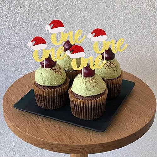 Vista 203 de Rsstarxi Paquete de 30 adornos navideños para cupcakes de hombre de jengibre con purpurina para baby shower, decoración para temática de Feliz