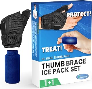 Thumb Brace and Ice Pack (1+1 Set) Thumb Support Right Hand or Left Hand For Pain Relief, Trigger Thumb Splint for Men and Women, Thumb Spica for Arthritis Pain