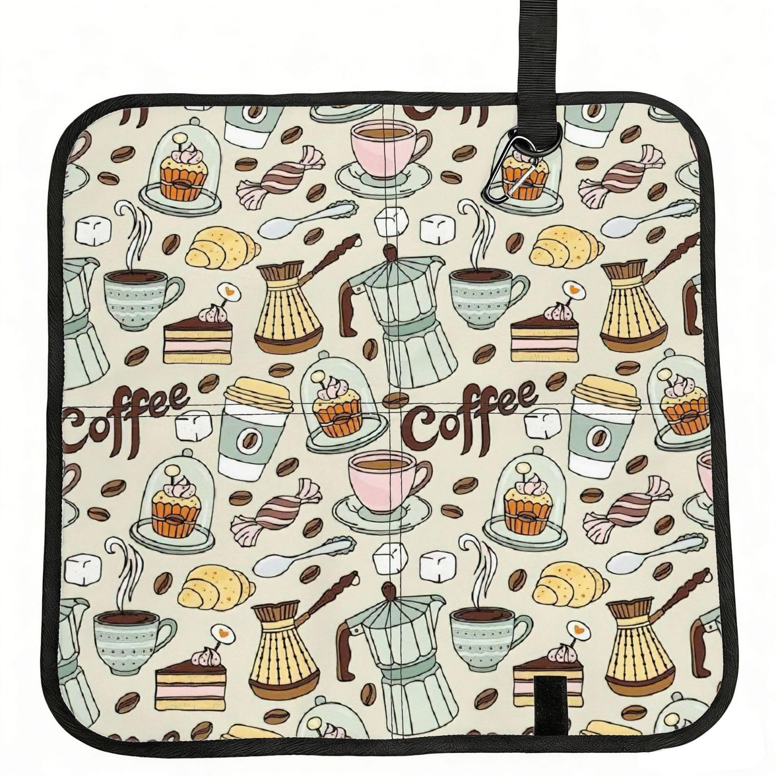NImongt Coffee And Sweets Sugar Chocolate Print Portable Chair Pad Foldable Seat Cushion Outdoor Seating Office Picnic Camping