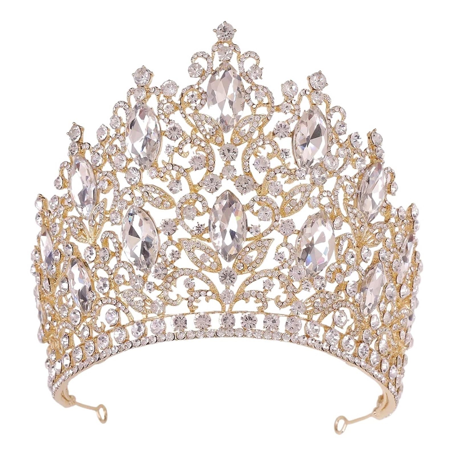 Corona Corona Tiara Diademas de Moda Coronas de no Corona de Diamantes de imitación de Cristal, Tiaras de Boda Vintage barrocas, Accesorios for el Cabello de Novia, tocados adecuados(Gold)