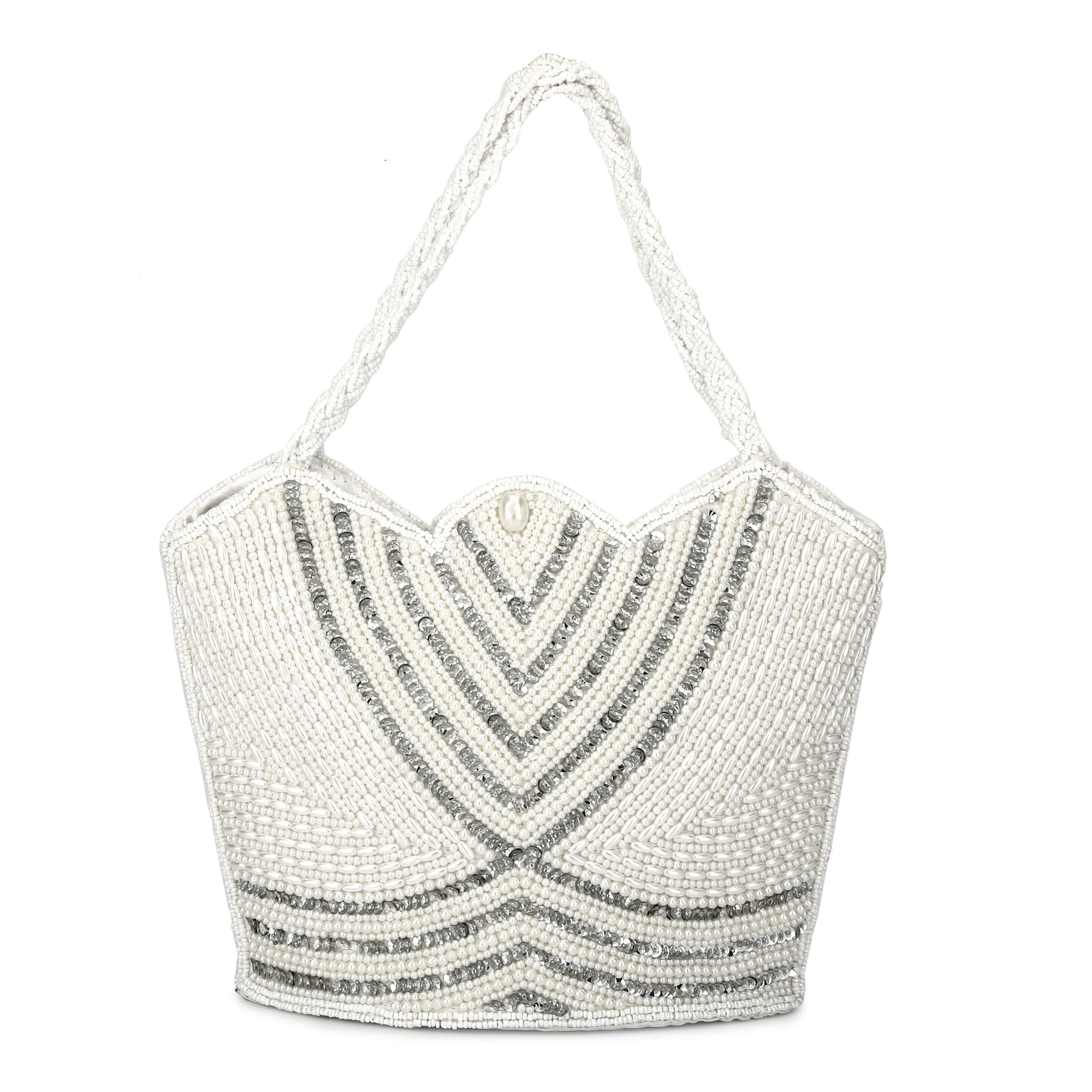 fashion overseas women beaded white color hand made hand bag-picture-36