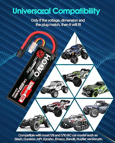 Miniatura 6 de HOOVO 2S Lipo Batería 7.4V 80C 5200mAh RC Batería con enchufe TR Estuche rígido para RC Car Truck Truggy Buggy Tank RC Avión, Helicóptero, Barco,