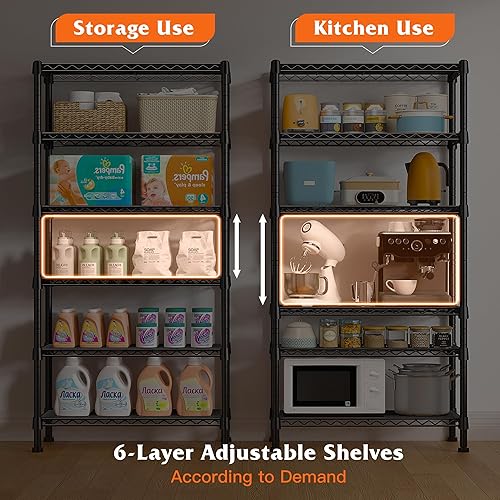 Miniatura 5 de REIBII Estantería de alambre de 6 neumáticos, estantes de almacenamiento de metal para carga de almacenamiento de 1000 libras, estantería resistente