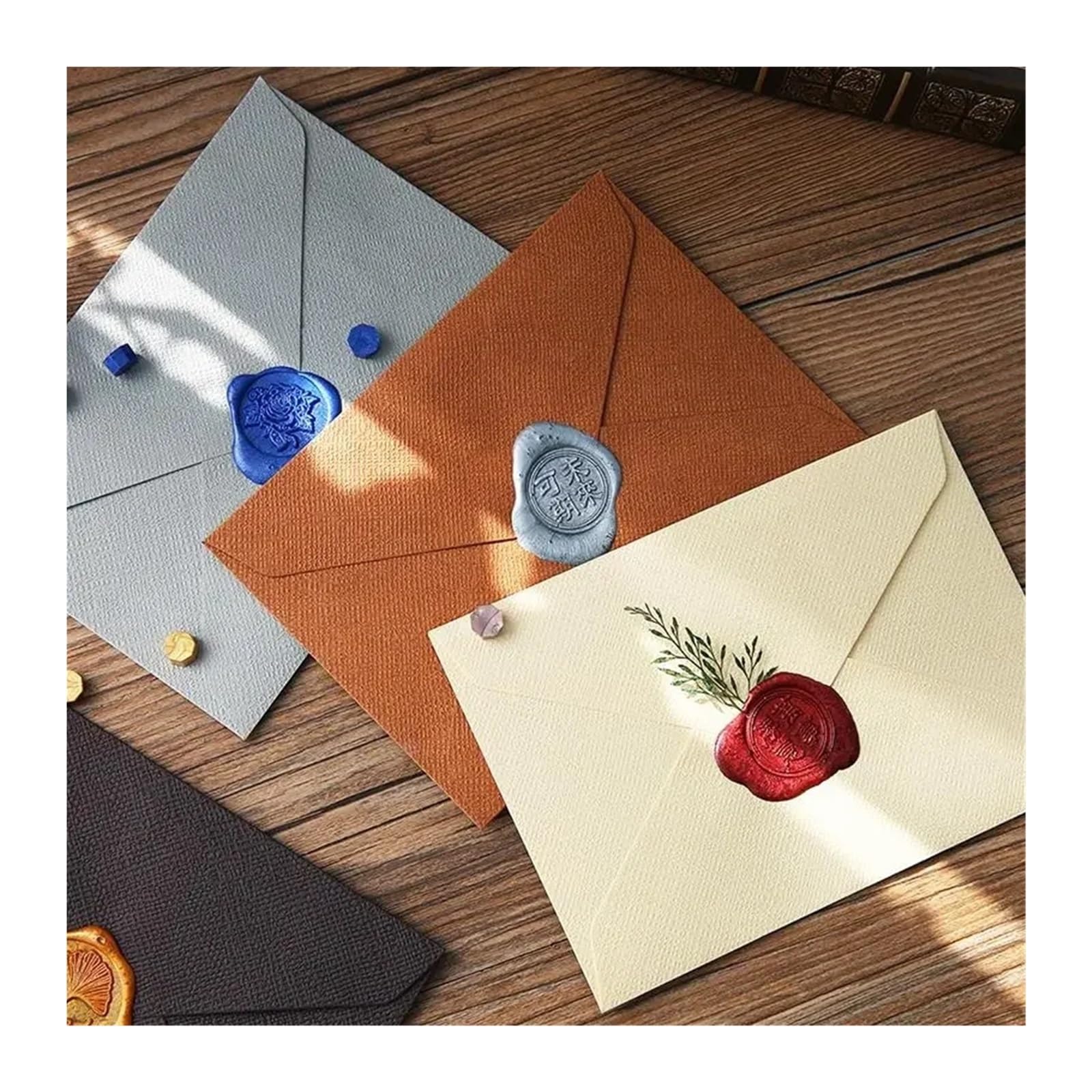 Ręcznie robiona kartka ślubna typu pop-up, Zaproszenia ślubne, zestaw 10 sztuk, wielokolorowe, 16,1 x 11,2 cm, koperty w stylu western z fakturą konopi(Red)
