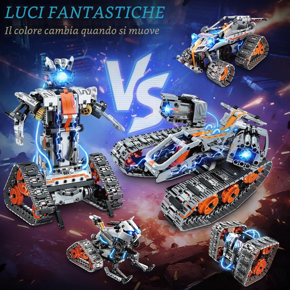 PLAXSOON Technic, giocattolo da costruzione con luci a LED, 5 in 1, controllo app e telecomando, set da 604 pezzi, giocattolo educativo STEM, regalo per bambini a partire dagli 8 ai 12 anni