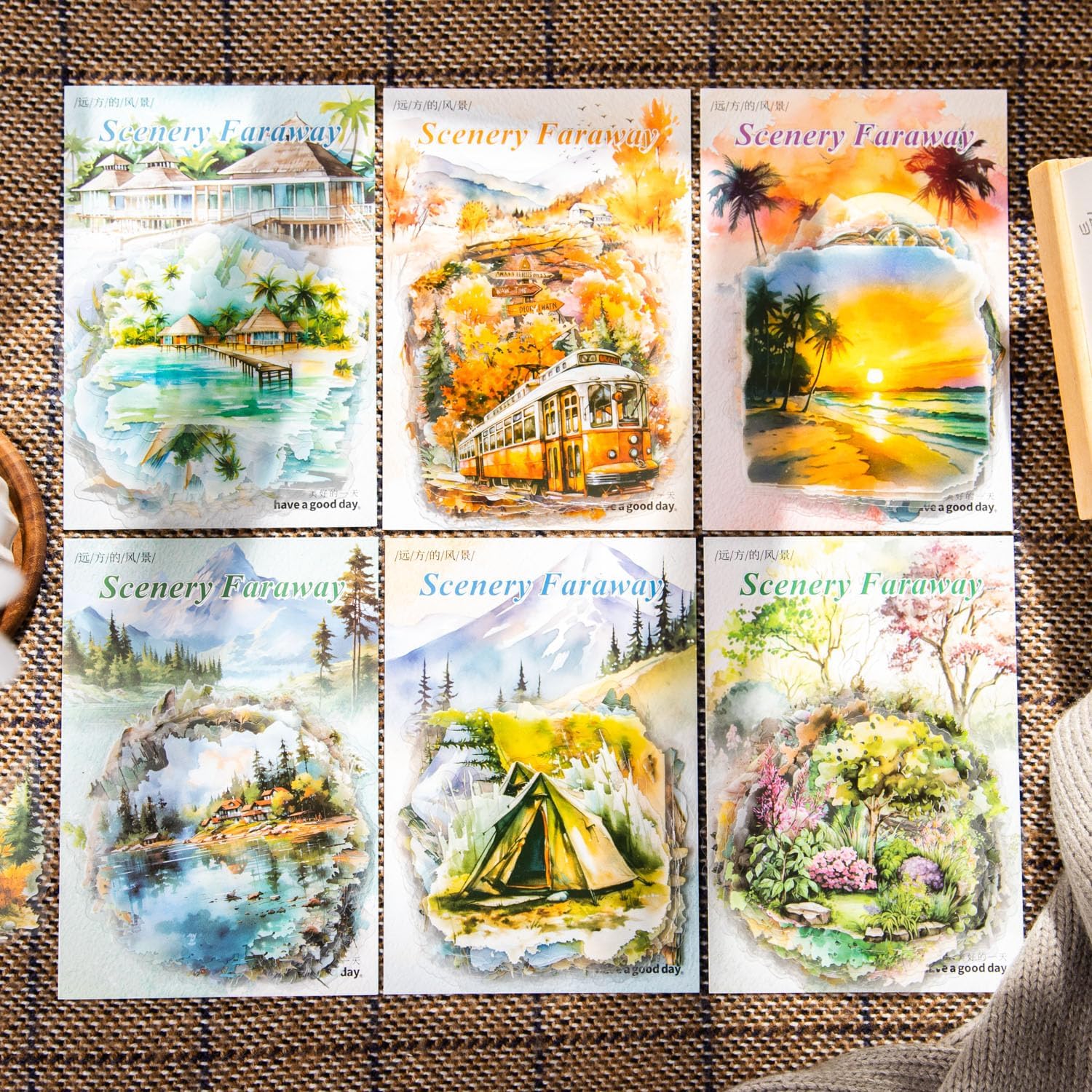 Alideco 180pcs Scrapbook Stickers Travel Scenery Scrapbooking Junk Journal Crafts Embelishment Decoration Diary Stickers(yuanfangdefengjing