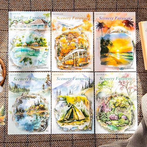 Yoksas Travel Sea Beach Nature Outdoor Watercolor Scenery Stickers -