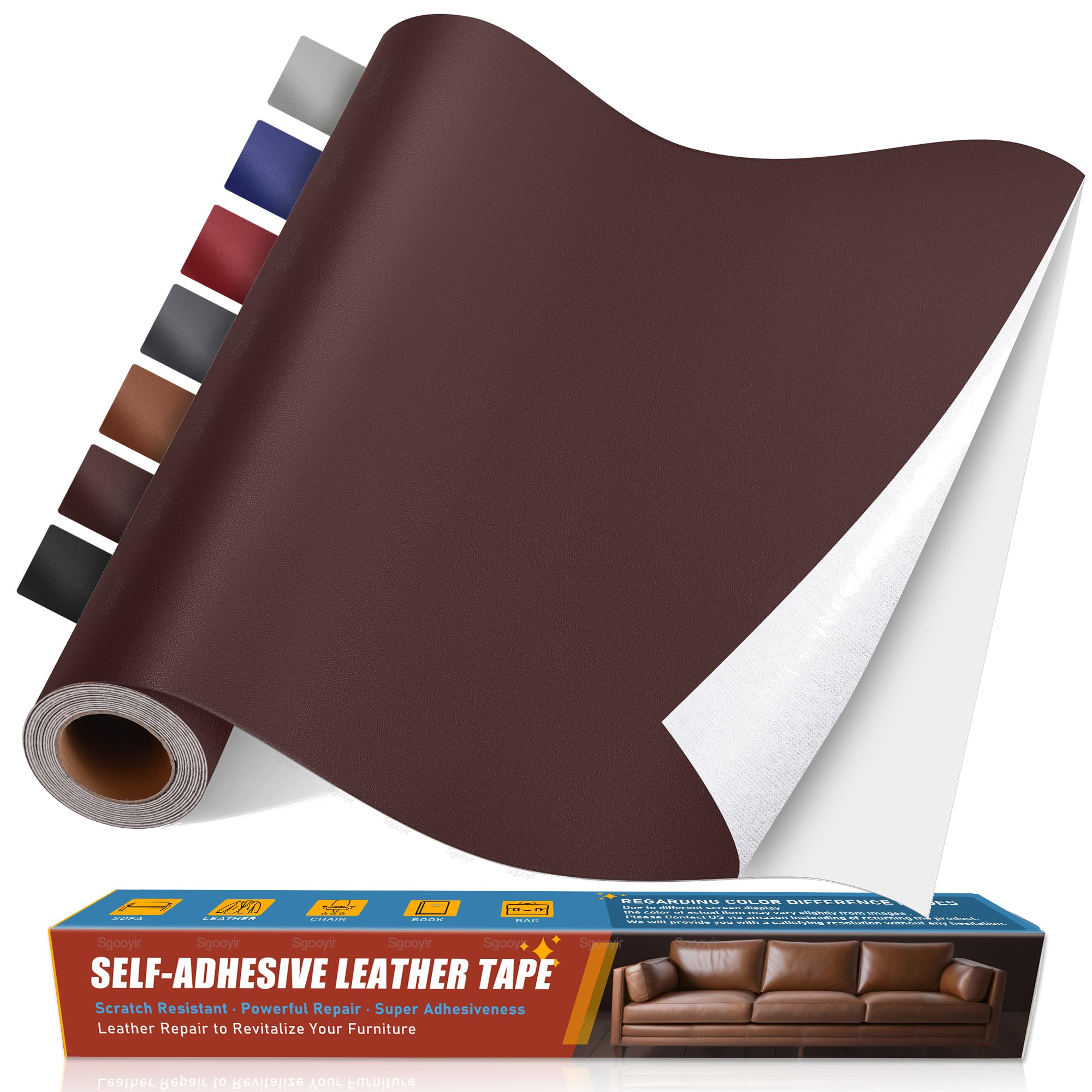 Sgooyir Leder Reparatur Set, Kunstleder Selbstklebend, Kunstleder Reparaturset Flicken Selbstklebend Patch für Autositze, Sofa, Jacken, couch, MöbelV
