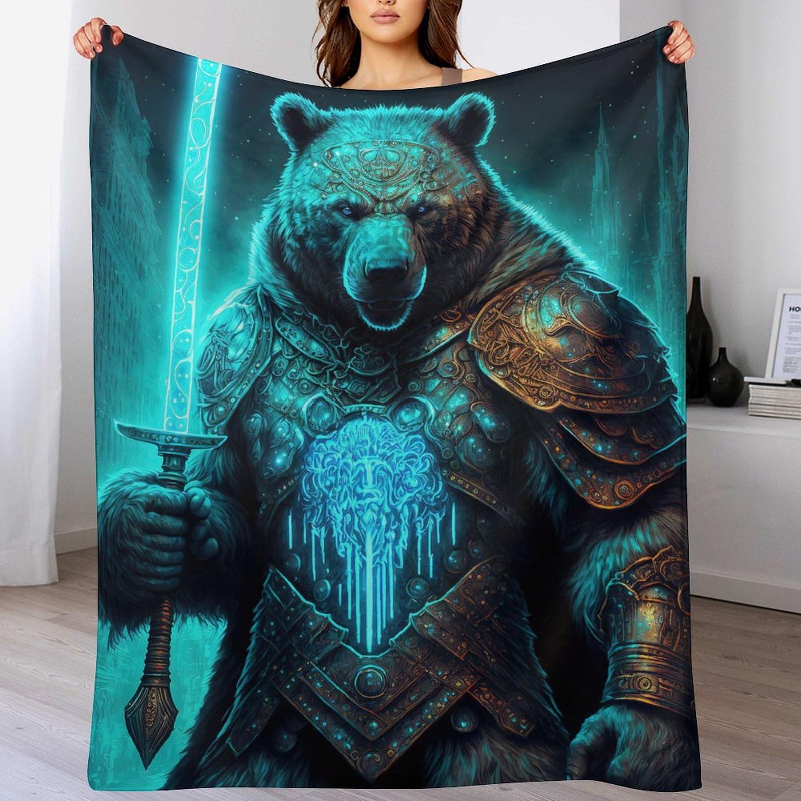 Couvre-lit ours en flannel idée cadeau confort pour toute la famille