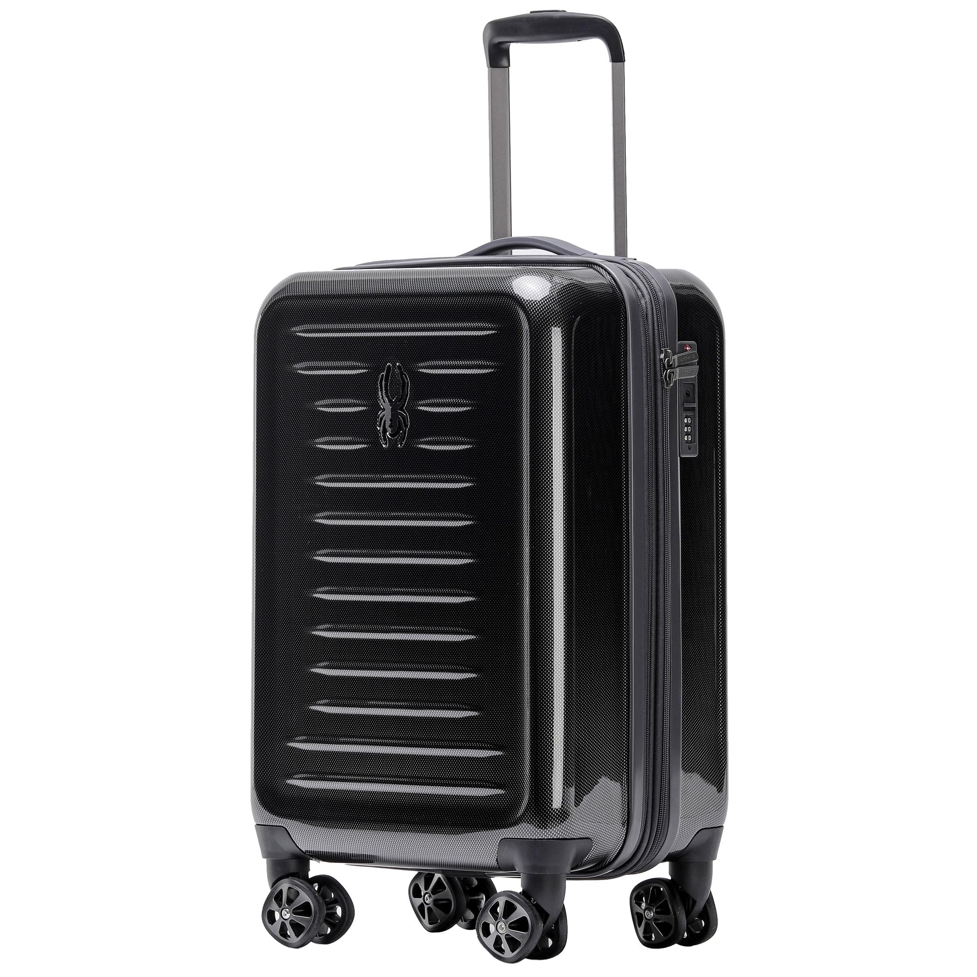 Spyder Rails Expandable Hardside Upright Suitcase with 360 Spinner Wheels TSA Approved Lock Black Carry-On