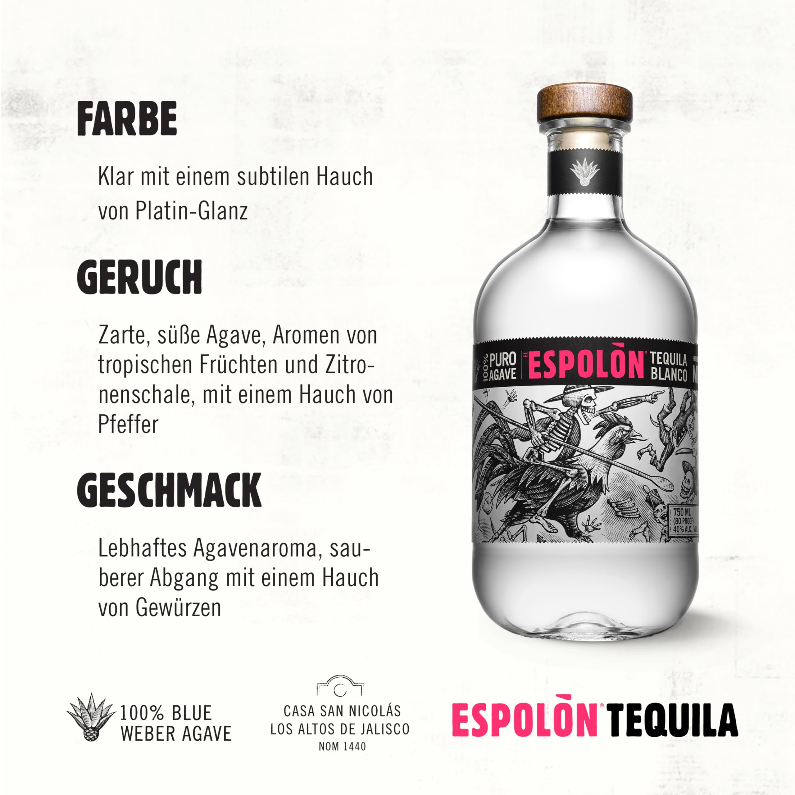 Espolòn Tequila Blanco 100% blaue Agaven 0.7 l