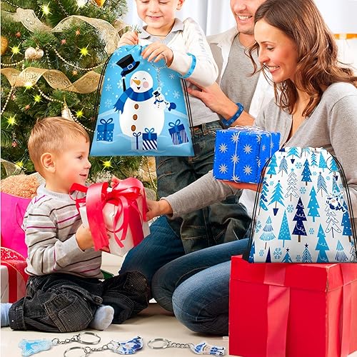 Miniatura 3 de Talltalk 48 piezas de recuerdos azules de fiesta de Navidad, incluye 16 bolsas de regalo de Navidad, bolsas de Navidad de invierno, bolsas de