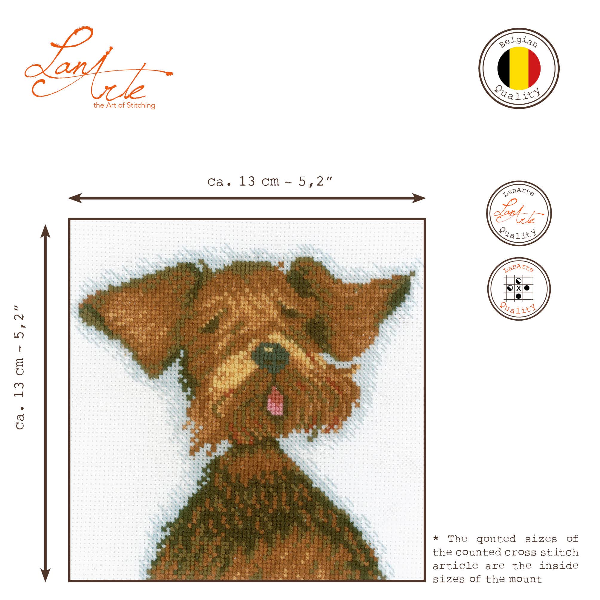 Lanarte Counted Cross Stitch Kit Complete DIY Embroidery Dog Pattern Adult Creative Art Decoration Living Room Activity Manual Gift Approx. 13 x 13 cm Counted Cross Stitch - Image 2