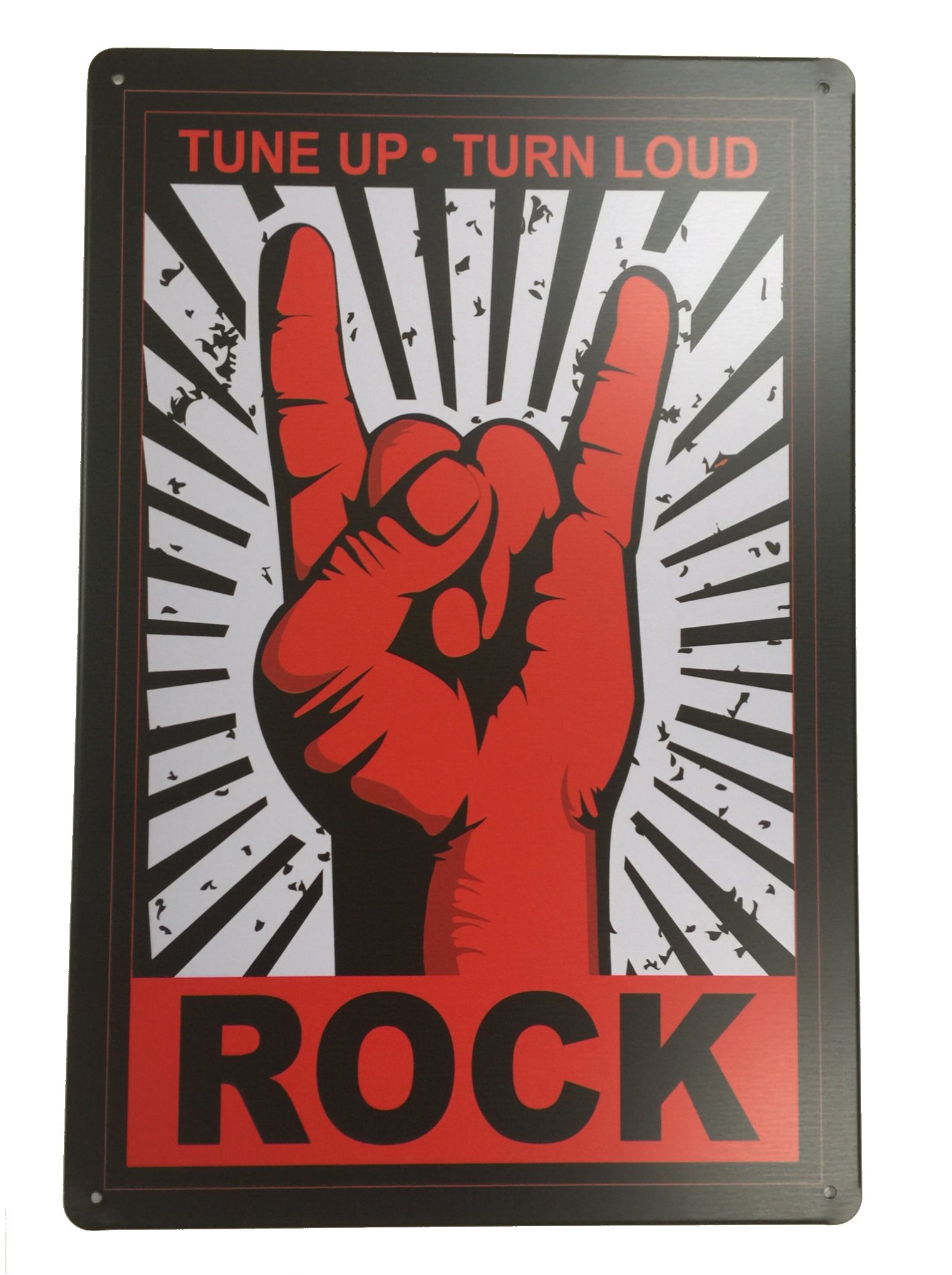 Tune Up Turn Loud Rock Tin Sign Metal Novelty Retro Vintage Wall Plaque 20x30cm Decorative Sign - Ideal for Pub Bar Office Home Bedroom Dining Room Kitchen - Cool Classic