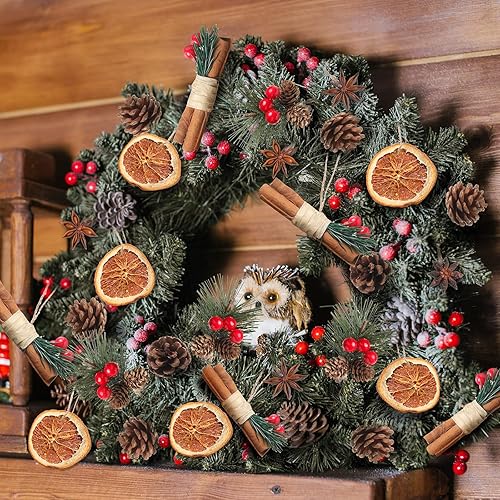 Miniatura 5 de Liliful 30 piezas de decoraciones para árbol de Navidad, rodajas de naranja natural secas, conos de pino natural, adornos rústicos a granel de anís