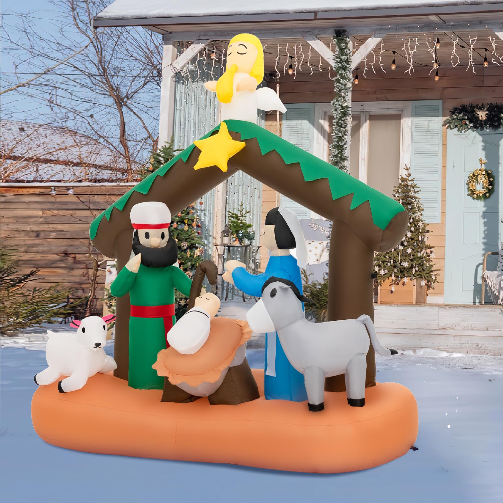 SOARS Decoration Noel, Crèche de Noel Nativité Gonflable 172 X 76 X 180 CM | 7 Lumières LED Brillantes, Souffleur Intégré, Decoration Noel Exterieur & Interieur pour Jardin, Cour, Salon